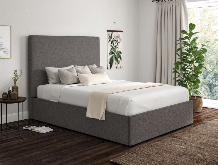 Napoli Trebla Charcoal Upholstered Ottoman Super King Size Bed Frame Only