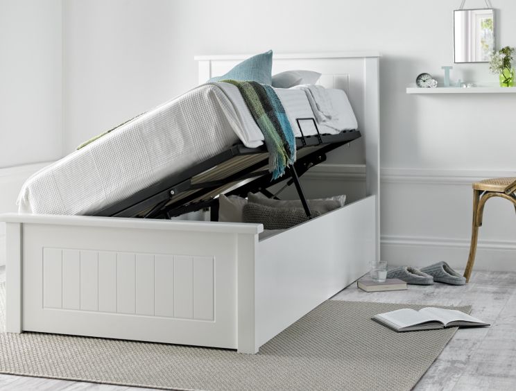 Single bed with shop storage ottoman