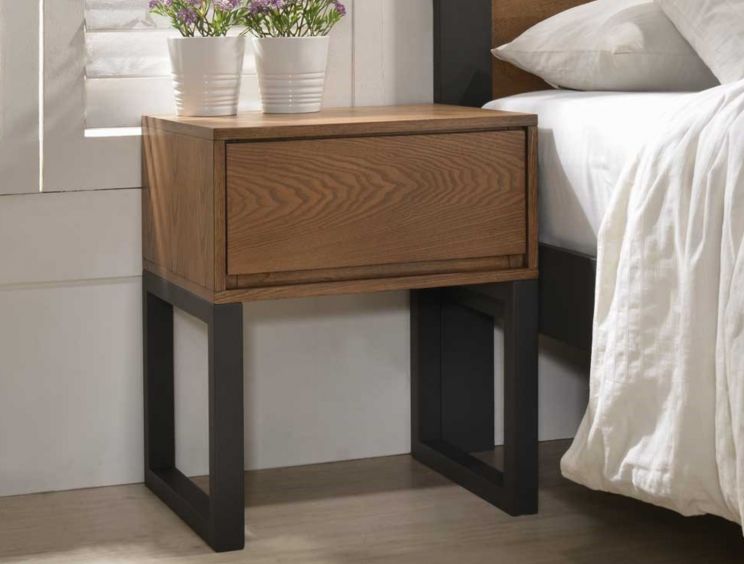 Harmony Olivia 1 Drawer Bedside - Wooden/Charcoal
