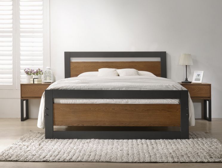 Harmony Olivia Charcoal Wooden Double Bed Frame Only