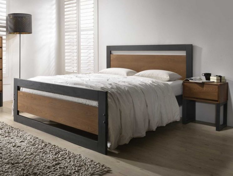 Harmony Olivia Charcoal Wooden Double Bed Frame Only