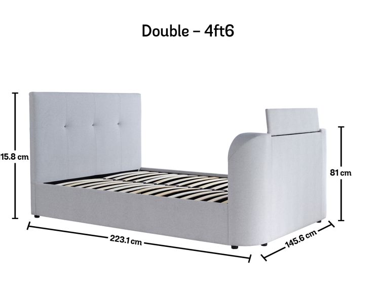Olivia Upholstered TV Bed Shell - Double Size Bed Frame Only