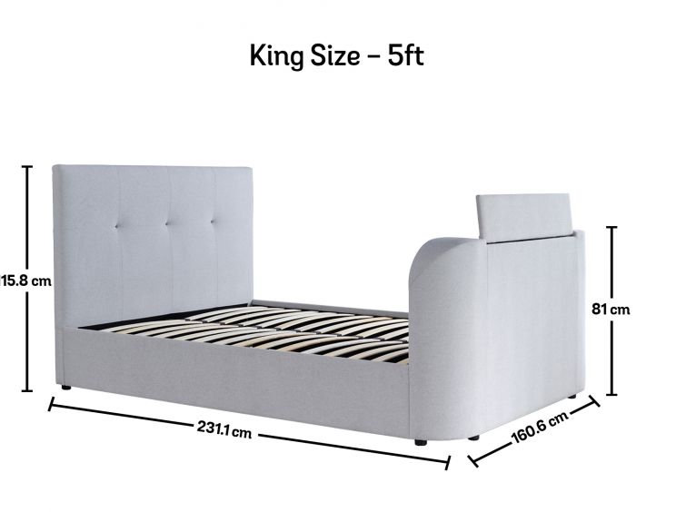 Olivia Upholstered TV Bed Shell - King Size Bed Frame Only
