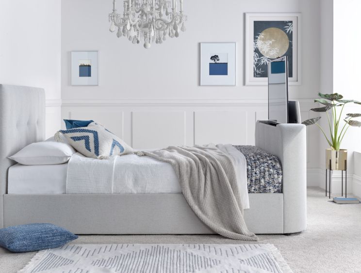 Olivia Upholstered TV Bed Shell - Double Size Bed Frame Only