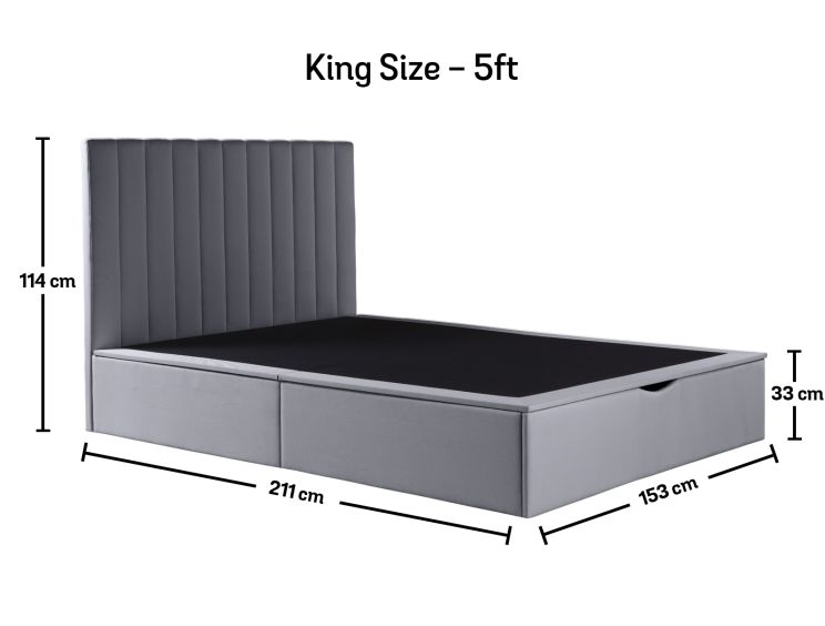 Onelife Light Grey Upholstered Ottoman King Size Bed Frame