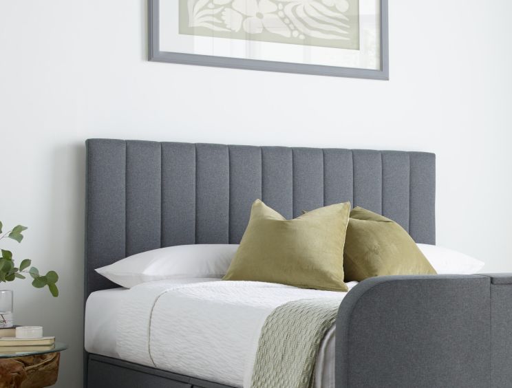 Onelife Seal Grey Upholstered TV Ottoman Double Bed Frame