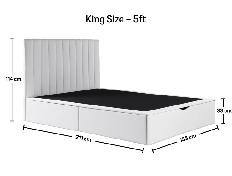 Onelife Off White Upholstered Ottoman King Size Bed Frame