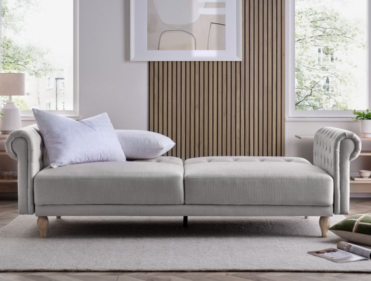 Chesterfield Natural Upholstered Sofa Bed