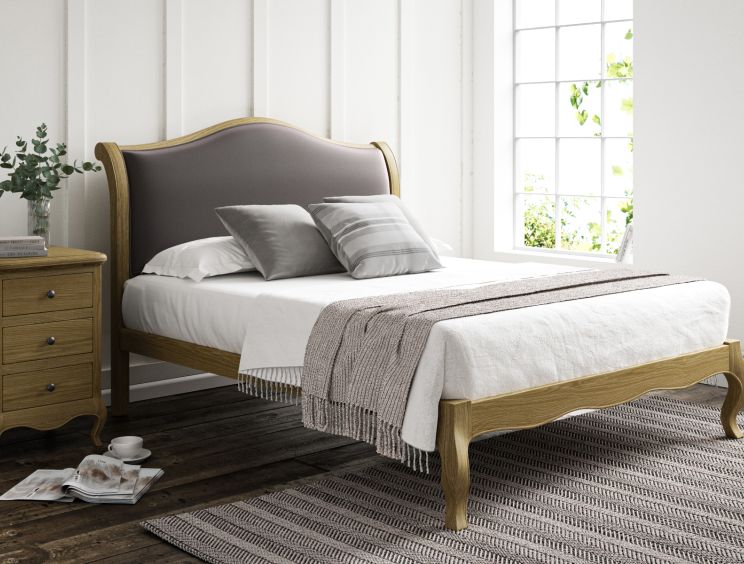 Lyon Opulence Armour Upholstered Oak Bed Frame - LFE - Double Bed Frame Only