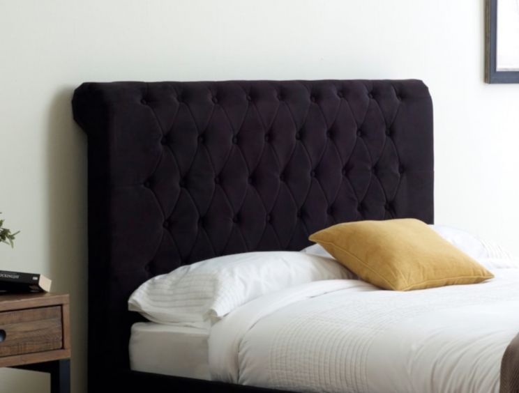 Francesca Upholstered Sleigh Bed - Black