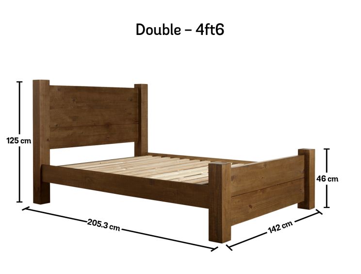 Plank Wooden Bed Frame LFE - Double Bed Frame Only