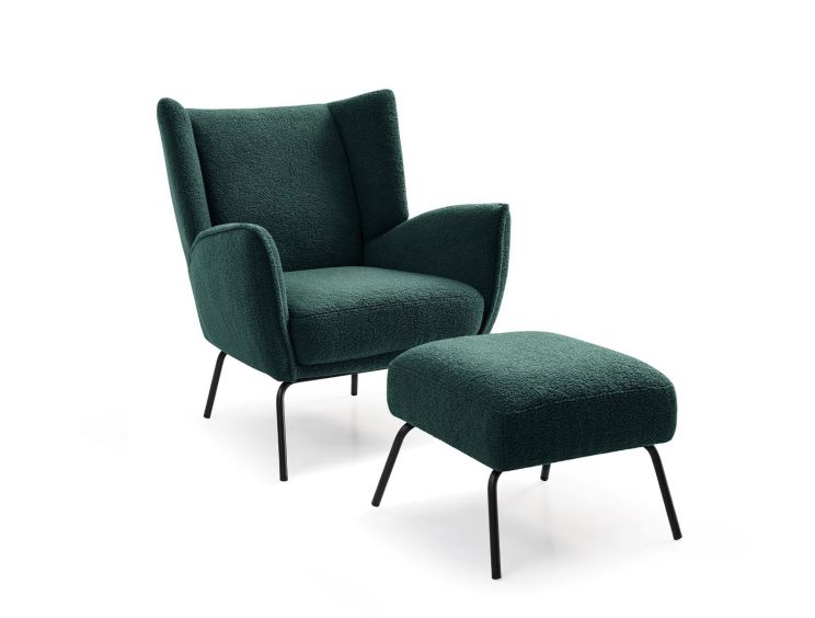 Porto Forest Green Chair & Footstool