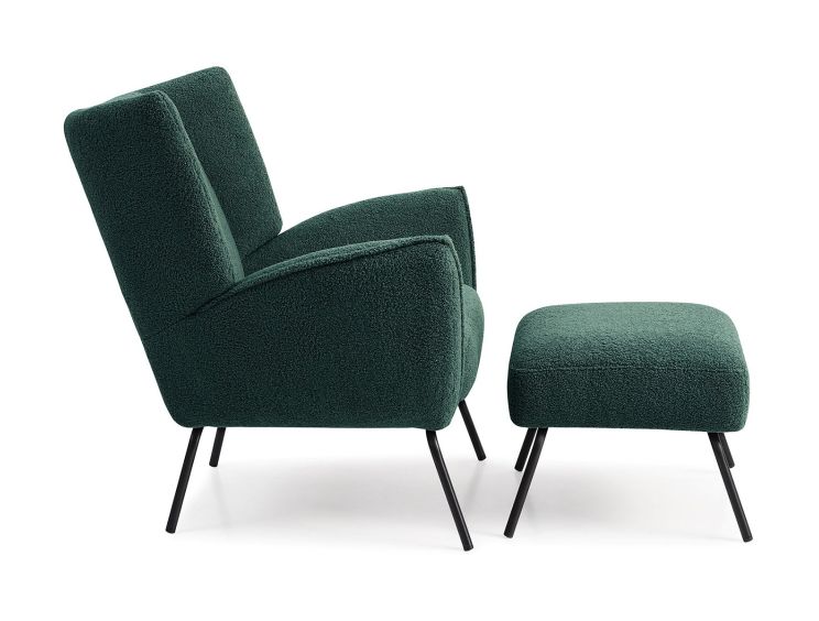 Porto Forest Green Chair & Footstool