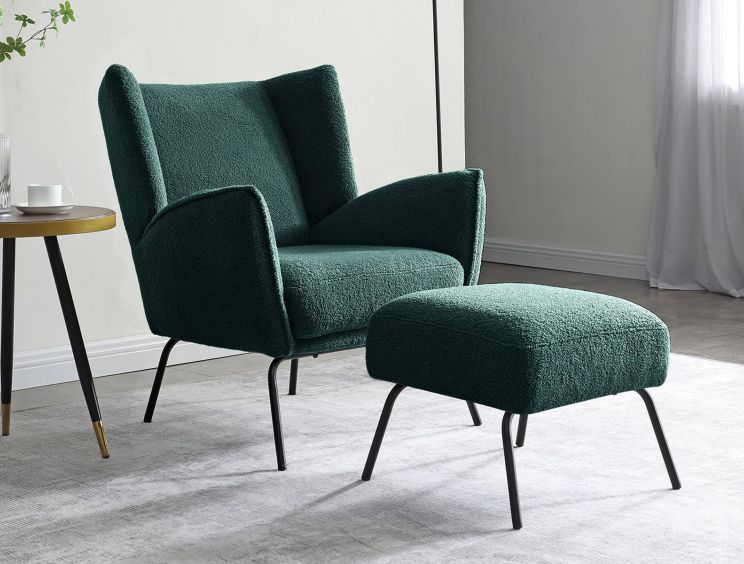 Green chair clearance with footstool