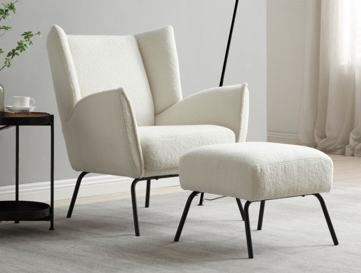 Cream armchair cheap and footstool