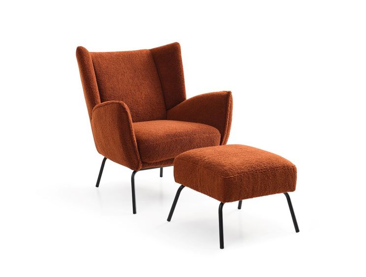 Porto Burnt Orange Chair & Footstool