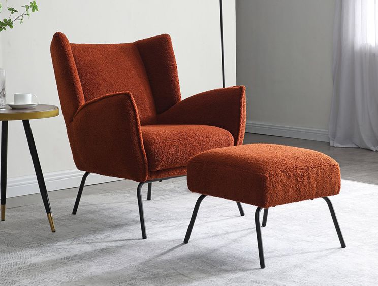 Porto Burnt Orange Chair & Footstool