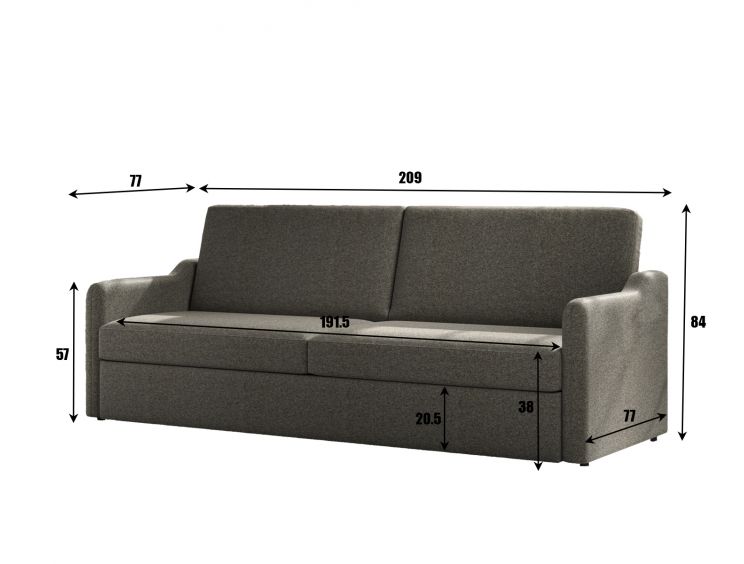 Portofino Storage Spectre Grey Sofa Bed