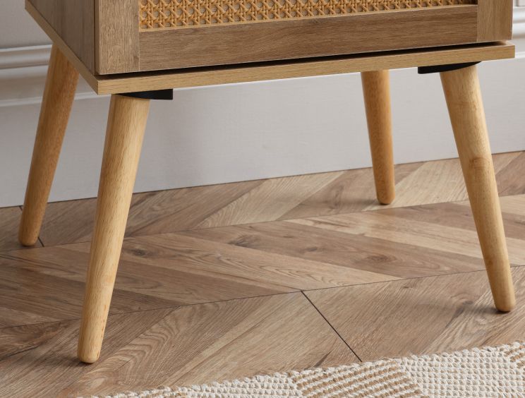 Frances Rattan Oak Finish 1 Drawer Bedside