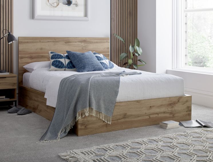 Chicago Industrial Oak Ottoman Storage Bed - Double Ottoman Only