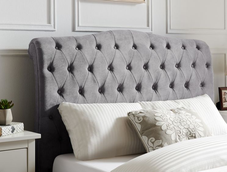 Lilly Upholstered Light Grey Double Bed Frame Only