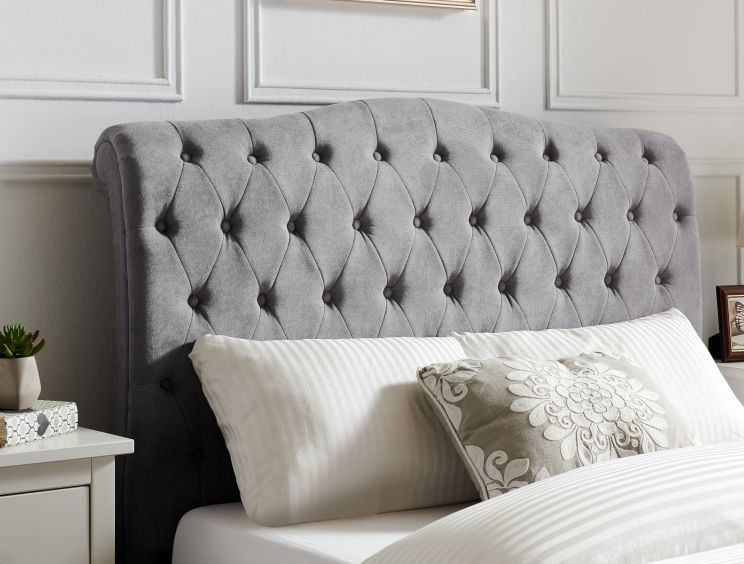 Lilly Upholstered Light Grey Super King Size Bed Frame Only