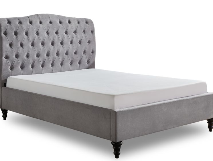 Lilly Upholstered Light Grey Double Bed Frame Only