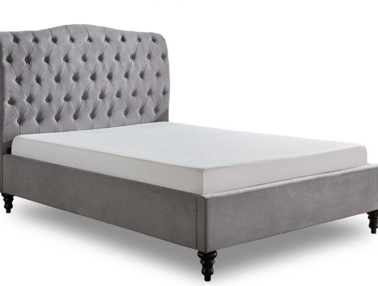 Lilly Upholstered Light Grey Super King Size Bed Frame Only