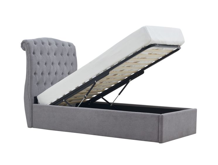 Lilly Upholstered Light Grey Ottoman Single Bed Frame Only