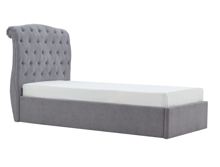 Lilly Upholstered Light Grey Ottoman Double Bed Frame Only