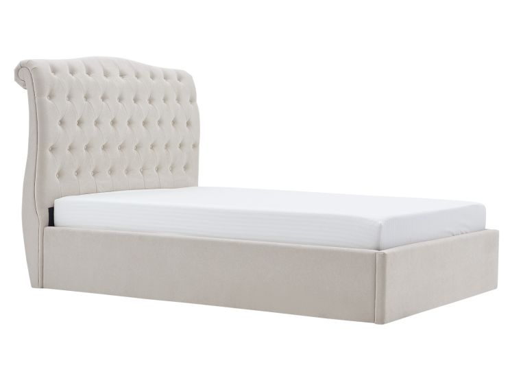 Lilly Upholstered Natural Ottoman King Size Bed Frame Only