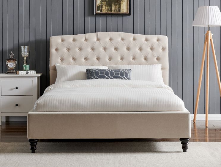 Lilly Upholstered Natural King Size Bed Frame Only