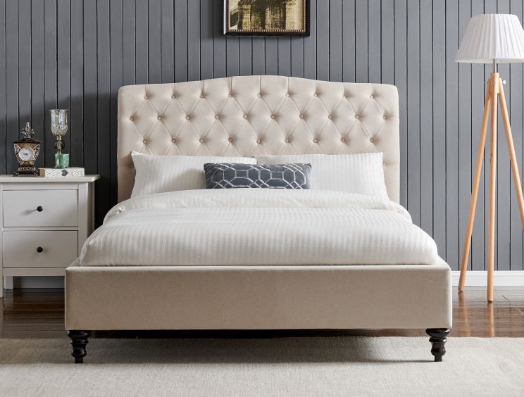 Lilly Upholstered Natural Double Bed Frame Only