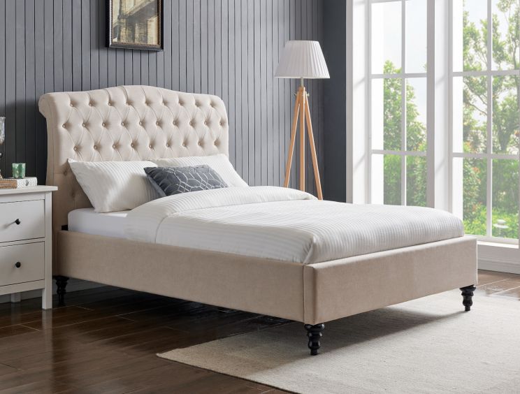 Lilly Upholstered Natural Double Bed Frame Only