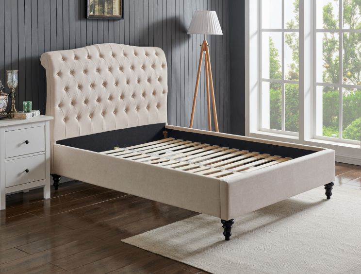 Lilly Upholstered Natural Double Bed Frame Only