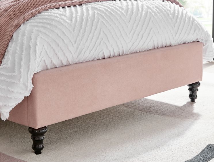 Lilly Upholstered Pink King Size Bed Frame Only