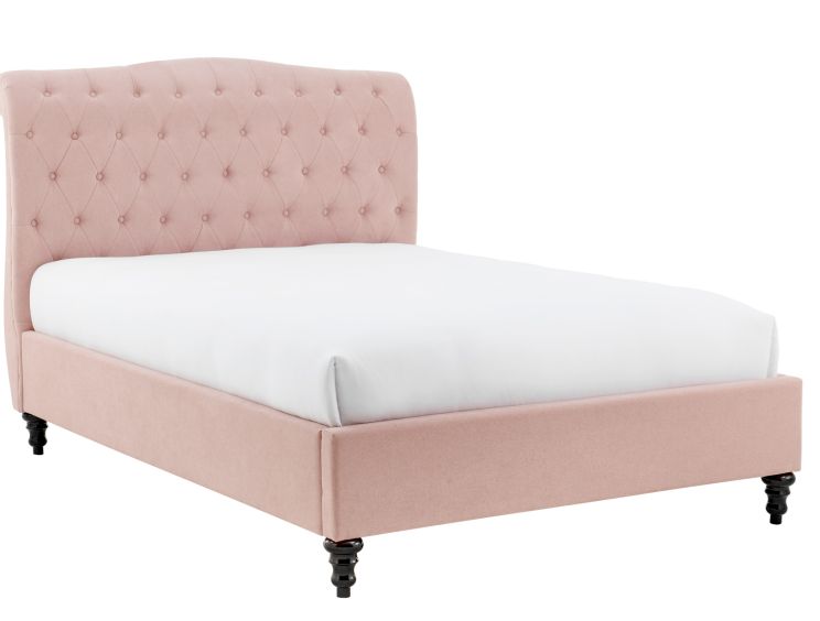 Lilly Upholstered Pink King Size Bed Frame Only