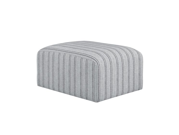 Hunstanton Grey Striped Upholstered Pouffe Stool