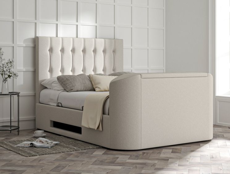Dorchester Upholstered Arran Natural Ottoman TV Bed -Super King Size Bed Frame Only