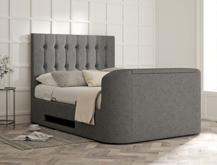Dorchester Upholstered Arran Pebble Ottoman TV Bed - Double Bed Frame Only
