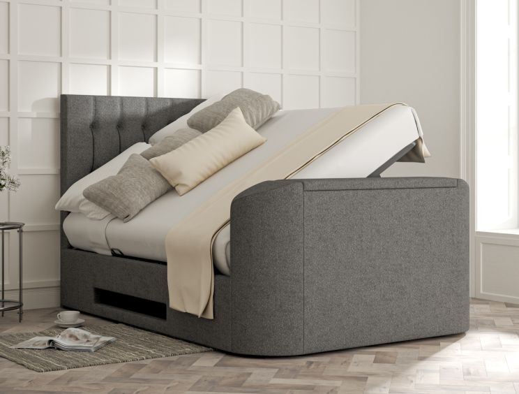 Dorchester Upholstered Arran Pebble Ottoman TV Bed - Double Bed Frame Only