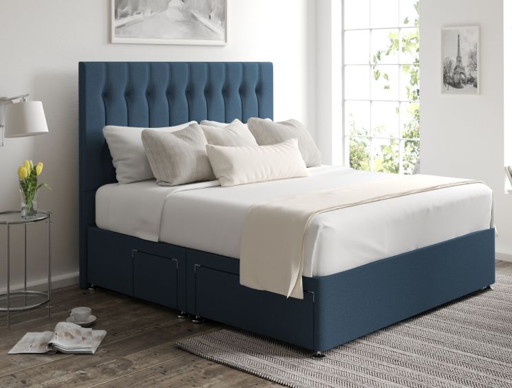 Rylee Classic 4Drw Continental Compact Double Arran Cyan Headboard & Base
