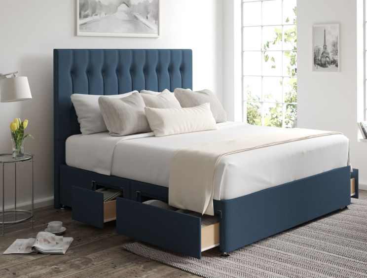 Rylee Classic 4Drw Continental Compact Double Arran Cyan Headboard & Base