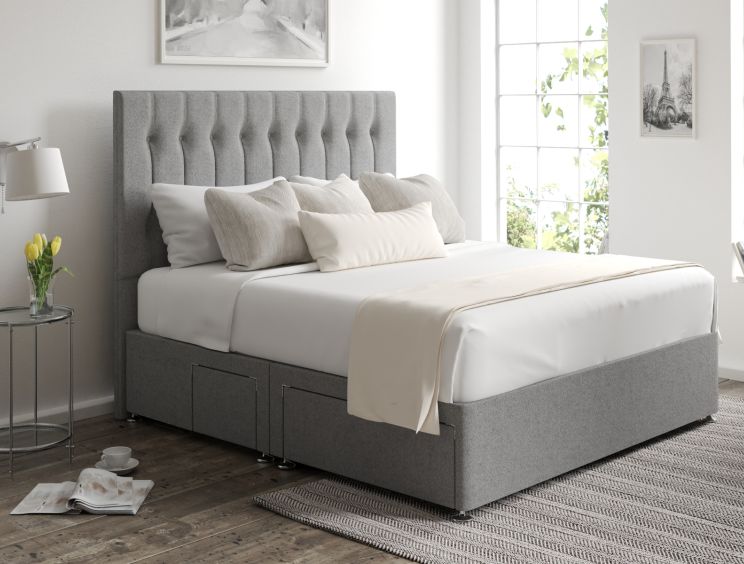 Rylee Classic 4Drw Continental King Size Arran Pebble Headboard & Base