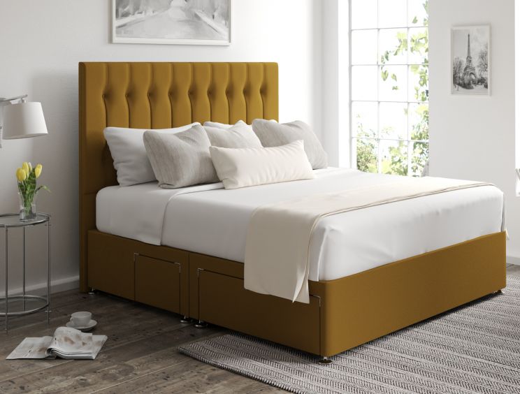 Rylee Classic 4 Drw Continental Gatsby Ochre Headboard and Base Only
