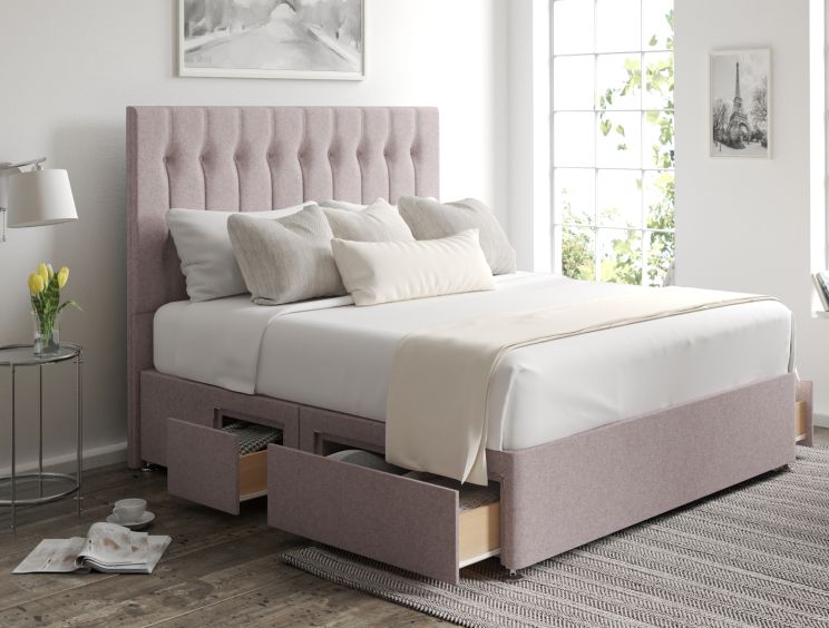 Rylee Classic 4Drw Continental King Size Gouache Raspberry Headboard & Base