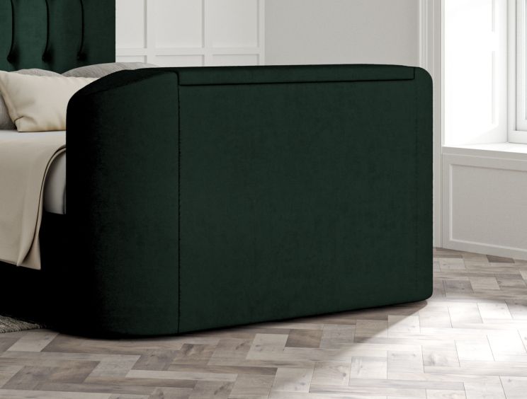 Dorchester Upholstered Hugo Bottle Green Ottoman TV Bed - King Size Bed Frame Only