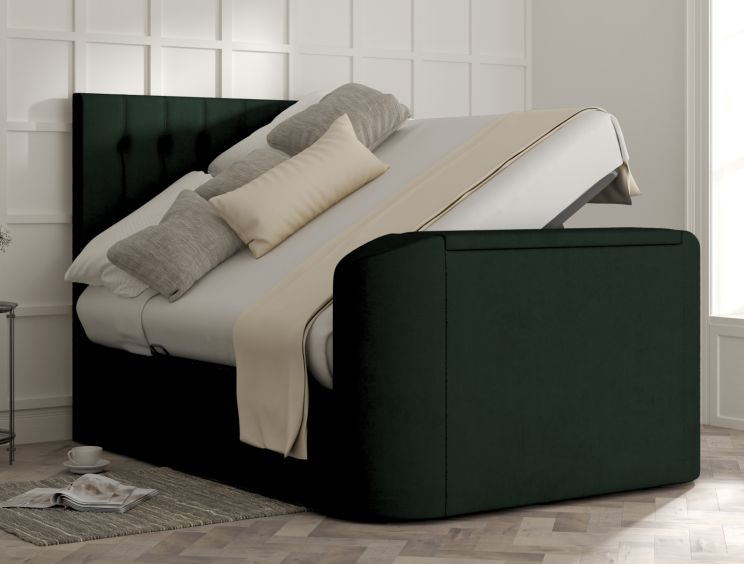 Dorchester Upholstered Hugo Bottle Green Ottoman TV Bed -Super King Size Bed Frame Only