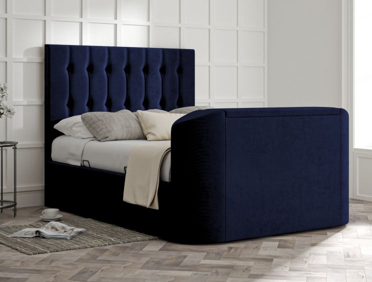 Dorchester Upholstered Hugo Royal Ottoman TV Bed - Double Bed Frame Only