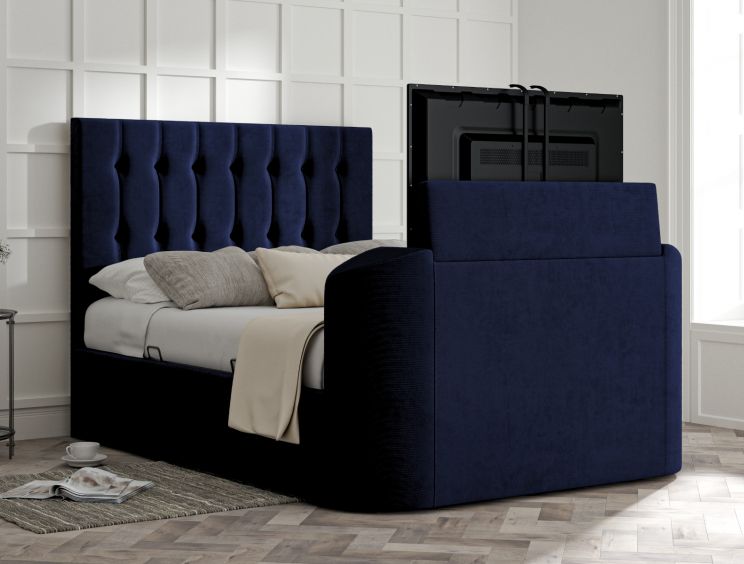 Dorchester Upholstered Hugo Royal Ottoman TV Bed - King Size Bed Frame Only